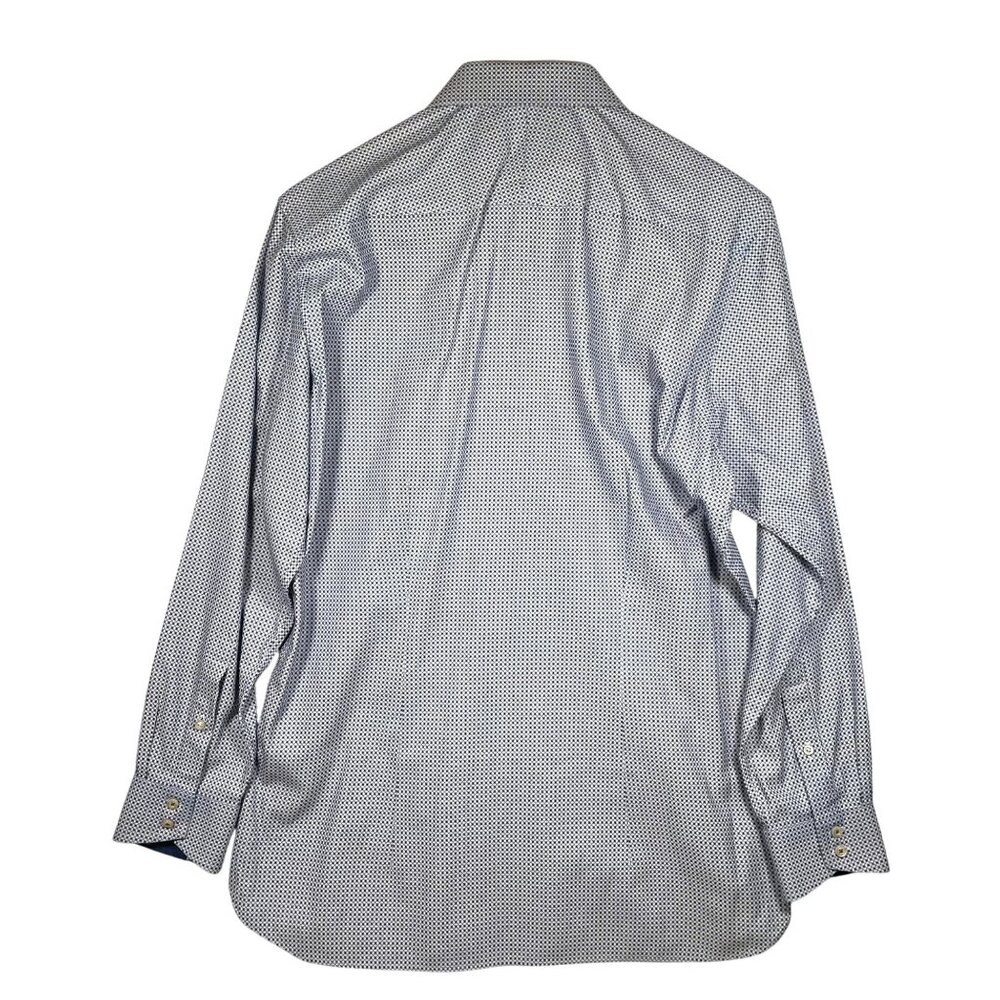 Ted Baker Endurance Navy White Printed Long Sleeve Button Up Shirt Size 16 32/33 - Picture 7 of 10